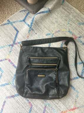 Stone & Co Black Faux Leather Multi-Pocket Crossbody Bag